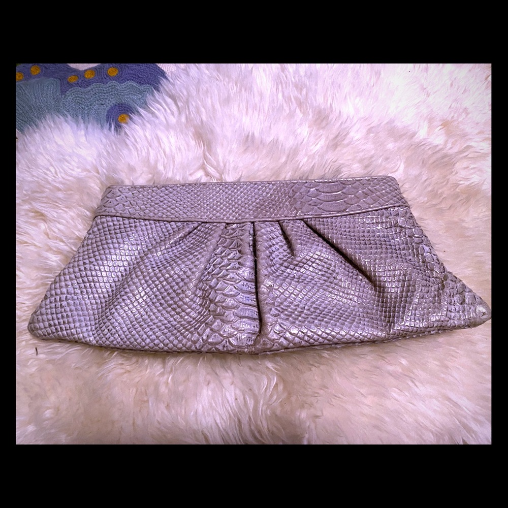 Authentic Lauren Merkin Python Clutch Light Gray - image 1
